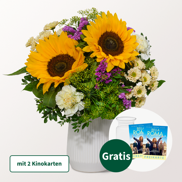 Blumenstrauß Sommergedicht mit 2 Kinokarten & Vase