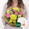 Blumenstrauß Sonnenkind mit Vase & Ferrero Giotto 3er