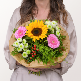 Blumenstrauß Sommerblüten mit Vase & Ferrero Giotto 3er