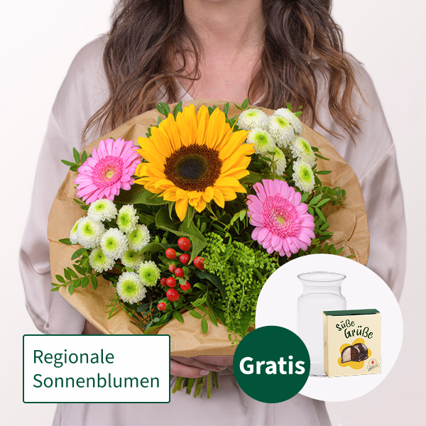 Blumenstrauß Sommerblüten mit Halloren Kugeln & Vase