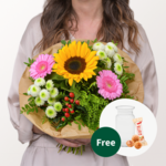 Flower Bouquet Sommerblüten with vase & 3 Ferrero Giotto