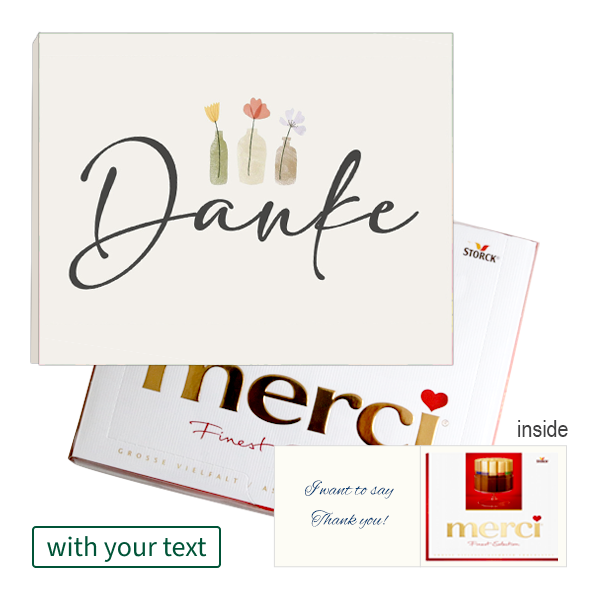 Personal Greeting Card with Merci: Danke (250 g)