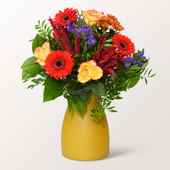 Blumenstrauß Herbstballade mit Vase & Teaballs & Ferrero Giotto 3er