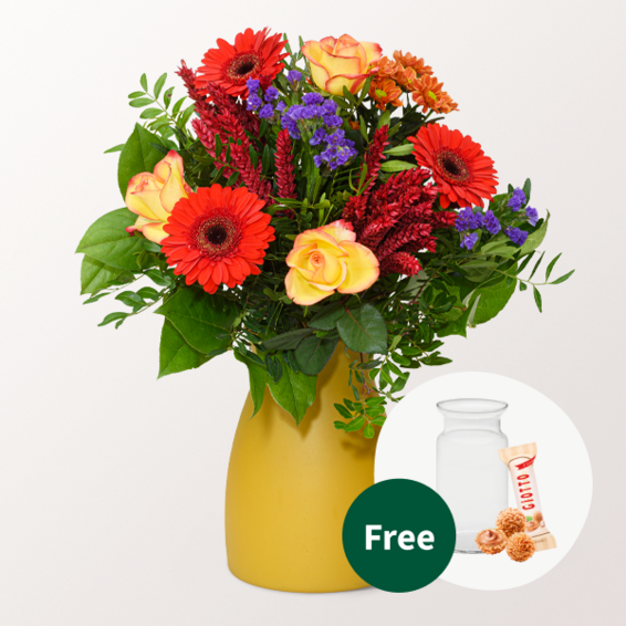 Flower Bouquet Herbstballade with vase & 3 Ferrero Giotto