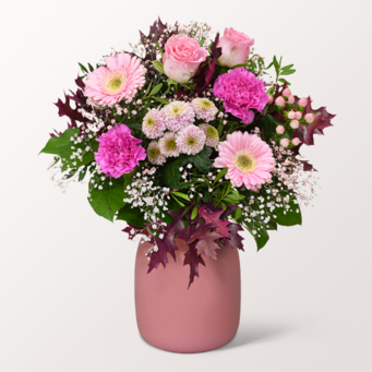 Blumenstrauß Schöner Herbst mit Vase & Ferrero Giotto 3er