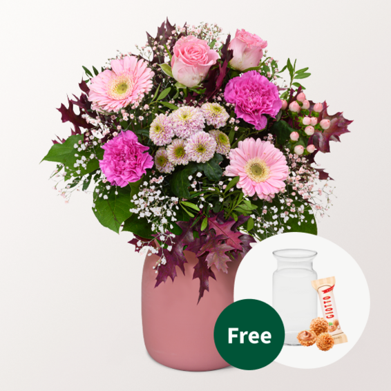 Flower Bouquet Schöner Herbst with vase & 3 Ferrero Giotto