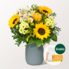 Blumenstrauß Herbstfrische mit Vase & Teaballs & Ferrero Giotto 3er