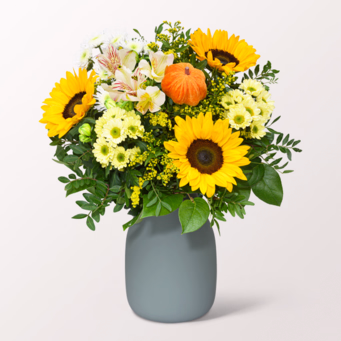 Blumenstrauß Herbstfrische mit Halloren Kugeln & Vase