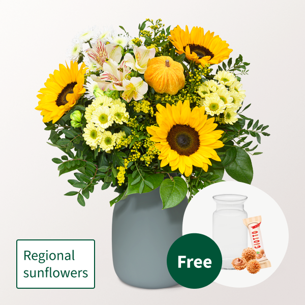 Flower Bouquet Herbstfrische with vase & 3 Ferrero Giotto