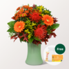 Flower Bouquet Herbstbrise with vase & 3 Ferrero Giotto & Teaballs