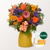 Blumenstrauß Herbstfrisch mit Vase & Teaballs & Ferrero Giotto 3er