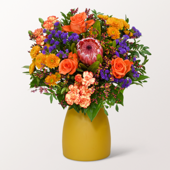 Flower Bouquet Herbstfrisch with vase & 3 Ferrero Giotto