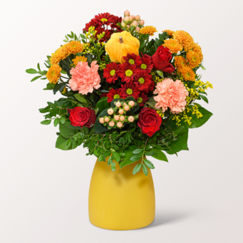 Blumenstrauß Landpartie mit Vase & Ferrero Giotto 3er