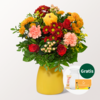 Blumenstrauß Landpartie mit Vase & Teaballs & Ferrero Giotto 3er