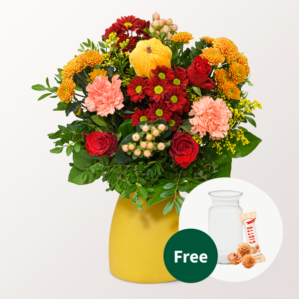 Flower Bouquet Landpartie with vase & 3 Ferrero Giotto
