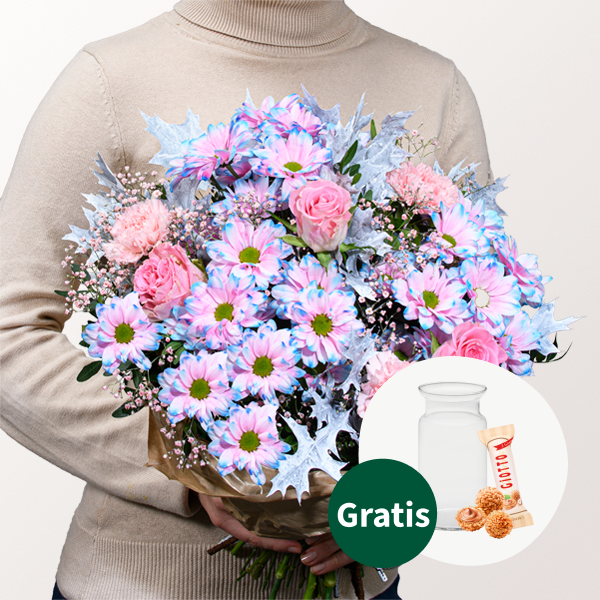 Blumenstrauß Herbstlichter mit Vase & Ferrero Giotto 3er