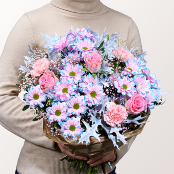 Blumenstrauß Herbstlichter mit Vase & Teaballs & Ferrero Giotto 3er