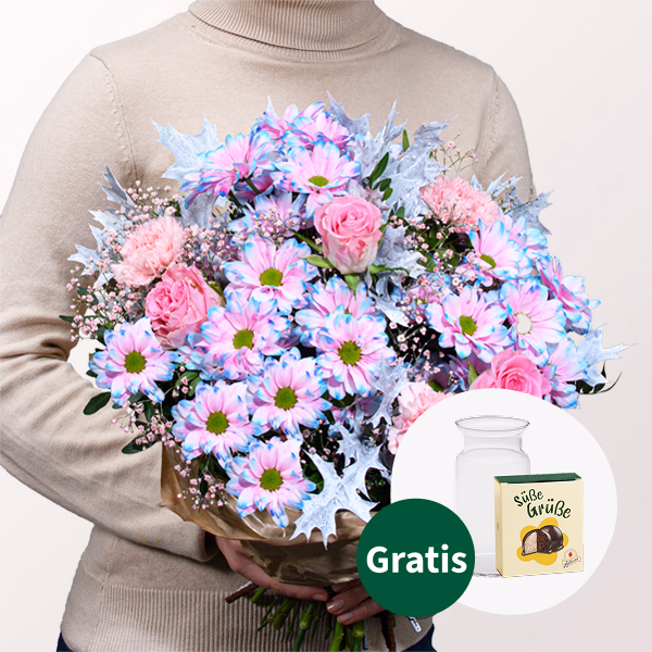 Blumenstrauß Herbstlichter mit Halloren Kugeln & Vase