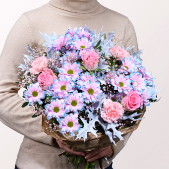 Blumenstrauß Herbstlichter mit Halloren Kugeln & Vase