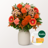 Blumenstrauß Herbstglück mit Vase & Teaballs & Ferrero Giotto 3er