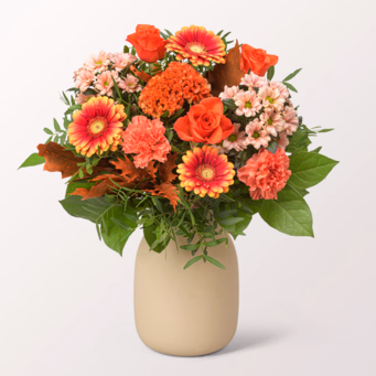 Blumenstrauß Herbstglück mit Halloren Kugeln & Vase