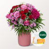Blumenstrauß Blumenfreude mit Vase & Teaballs & Ferrero Giotto 3er
