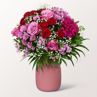 Blumenstrauß Blumenfreude mit Vase & Teaballs & Ferrero Giotto 3er