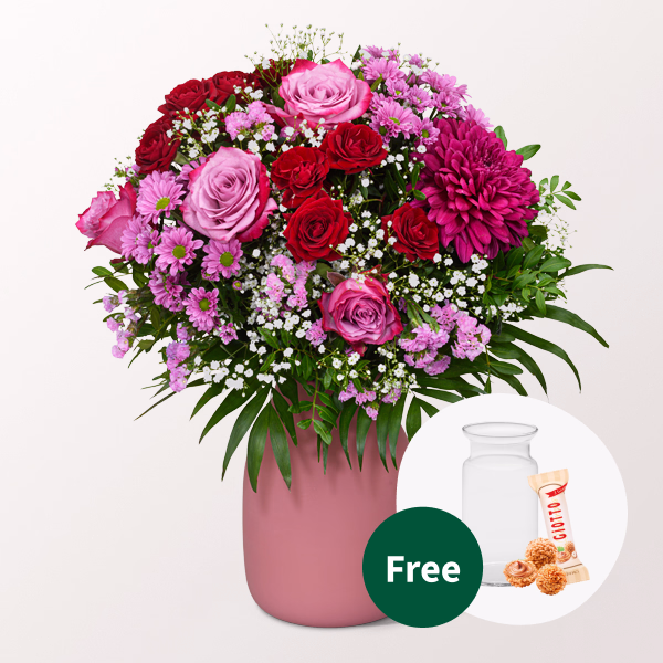 Flower Bouquet Blumenfreude with Halloren Balls & vase