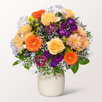 Blumenstrauß Herbstlaune mit Vase & Ferrero Giotto 3er