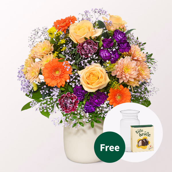 Flower Bouquet Herbstlaune with Halloren Balls & vase