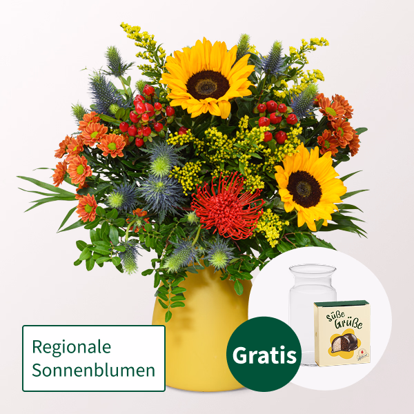 Blumenstrauß Herbsterwachen mit Halloren Kugeln & Vase