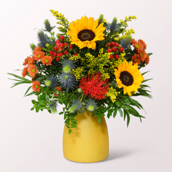 Blumenstrauß Herbsterwachen mit Halloren Kugeln & Vase