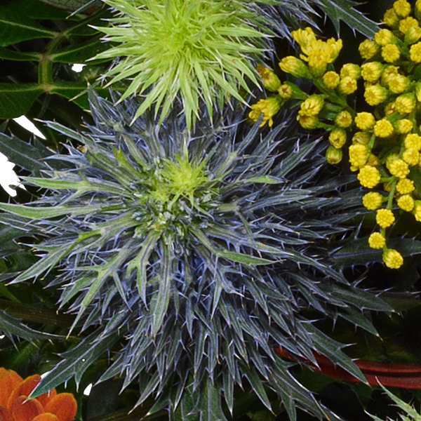 Blumenstrauß Herbsterwachen mit Halloren Kugeln & Vase