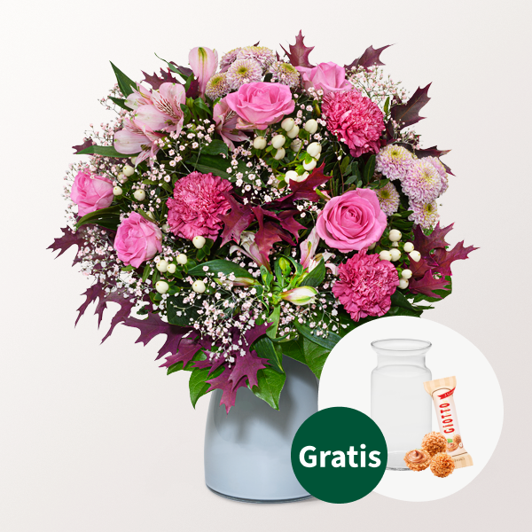 Blumenstrauß Herbstschönheit mit Vase & Ferrero Giotto 3er