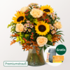 Premiumstrauß Herbstmix mit Premiumvase & Teaballs & Ferrero Giotto 3er