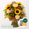 Premium Bouquet Herbstmix with Premium Vase & Teaballs & 3 Ferrero Giotto