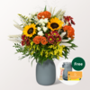 Premium Bouquet Herbstlächeln with Premium Vase & Teaballs & 3 Ferrero Giotto