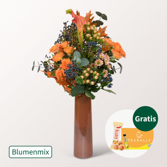 Blumenmix Herbstbotschafter mit Ferrero Giotto 3er & Teaballs