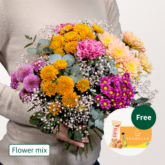 Flower Mix Bunter Herbst with 3 Ferrero Giotto & Teaballs