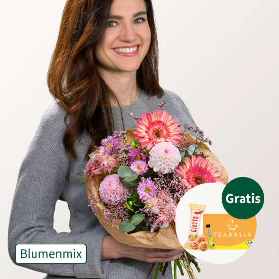 Blumenmix Rosa Traum mit Ferrero Giotto 3er & Teaballs