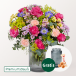 Premiumstrauß zum Muttertag mit Premiumvase & Ferrero Giotto 3er