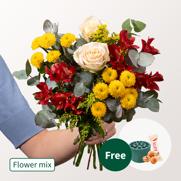 Flower Mix Lust auf Sommer with Stem Holder & 3 Ferrero Giotto