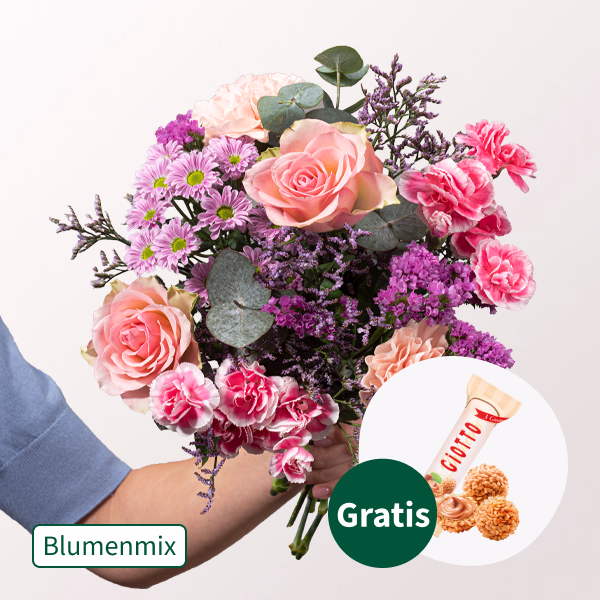 Blumenmix Muttertagsgruß mit Ferrero Giotto 3er