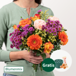 Blumenmix Feuerwerk mit Stielhalter & Ferrero Giotto 3er