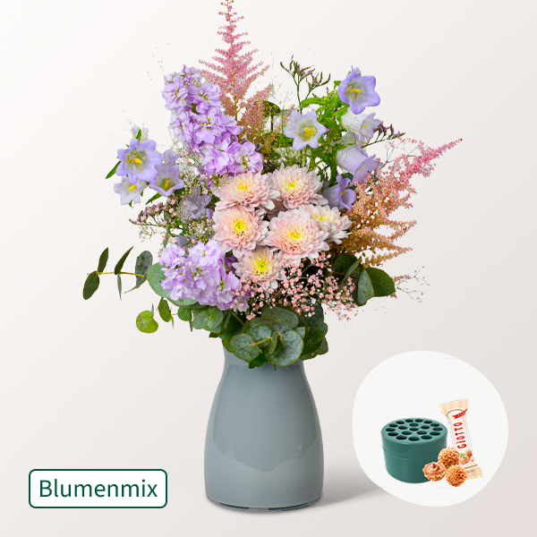 Blumenmix Schöner Tag mit Stielhalter & Ferrero Giotto 3er