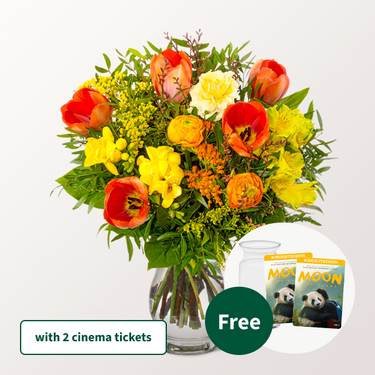 Flower Bouquet Frühlingsstrahl with 2 Cinema Tickets & vase