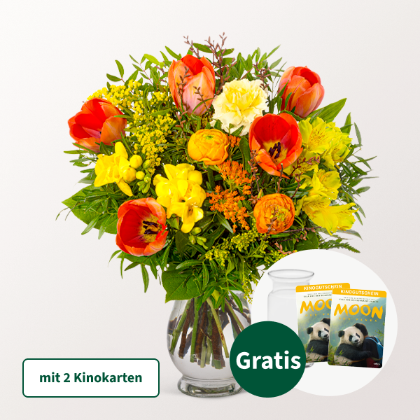Blumenstrauß Frühlingsstrahl mit 2 Kinokarten & Vase
