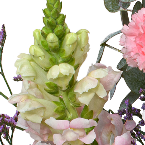 Blumenstrauß Mutterfreude mit Vase & Ferrero Giotto 3er