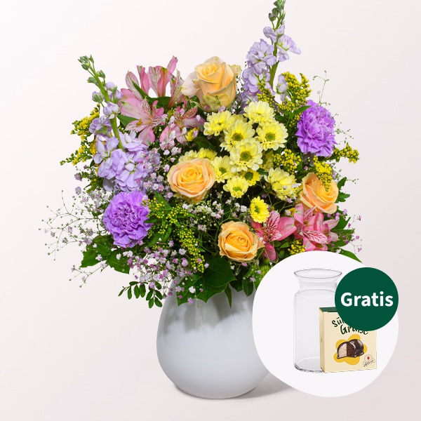 Blumenstrauß Blütenexplosion mit Halloren Kugeln & Vase