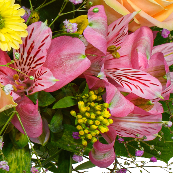 Flower Bouquet Blütenexplosion with vase & 3 Ferrero Giotto